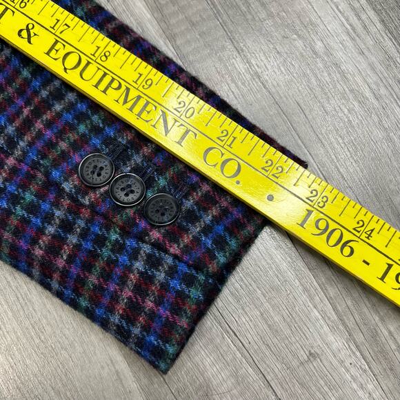Talbots Mistletoe Plaid Shetland Wool Blend Blazer Dark Academia Size 12 Petite - Picture 13 of 16